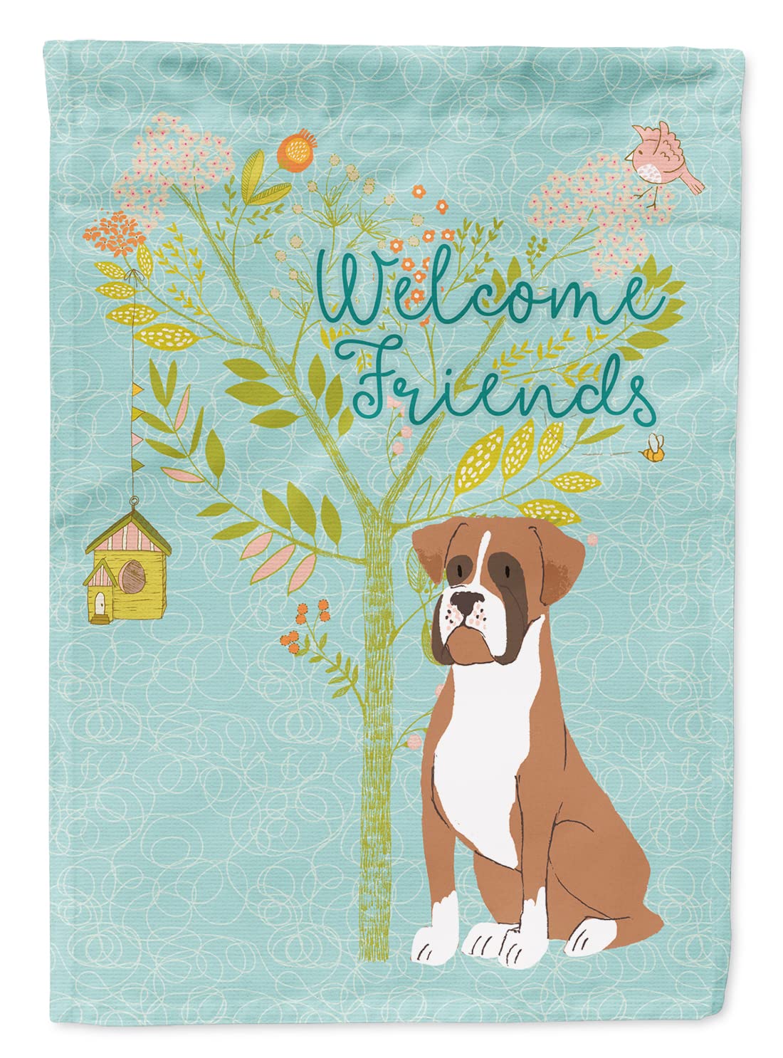 Caroline's Treasures BB7582GF Welcome Friends Flashy Fawn Boxer Decorative Garden Flag, Multicolor