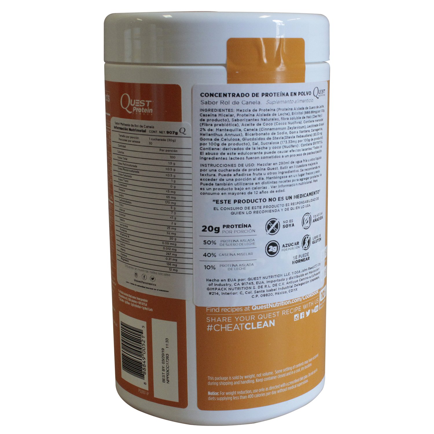 Quest Nutrition Cinnamon Crunch Protein Powder, High Protein, Low Carb, Gluten Free, Soy Free, 2lb Tub