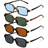 JATEBI 4 Pack Retro Rectangular Sunglasses for Women Men 90s y2k Small Retro Vintage Style UV Protection Sun Glasses