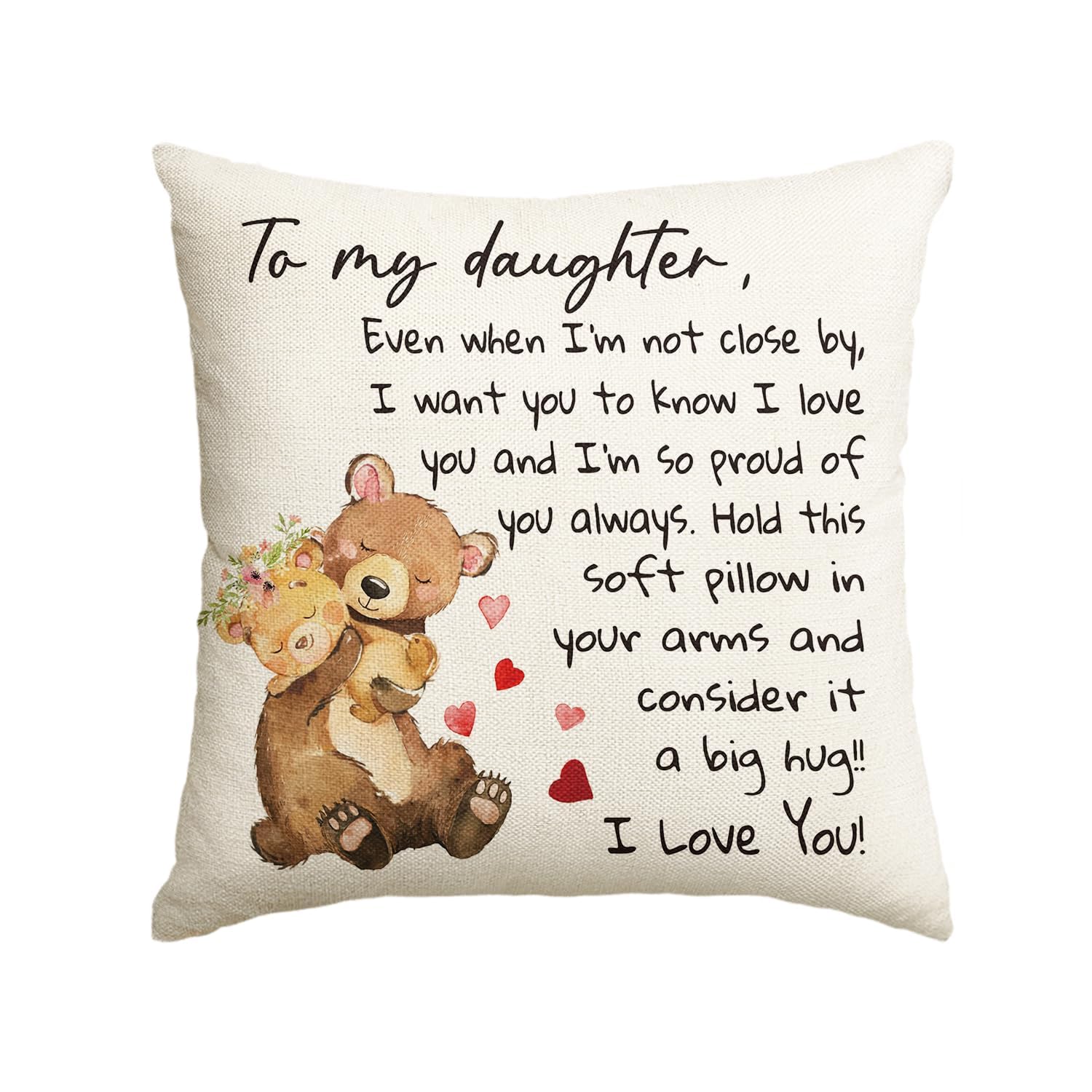AVOIN colorlife to My Daughter Throw Pillow Cover, 16 x 16 Inch Christmas Daughter Gift Lady Girls Birthday Cushion Case from Mum Dad