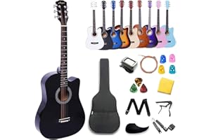 Aryari Acoustic Guitar 38 inch 3/4 Size Junior Cutaway Basswood Guitar Starter Kit For Beginners Kid Adult 6 String Guitare A