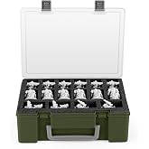 Madcat Miniature Storage Carrying Figure Case - 32 Slot Figurine Minature Carrying Case with 2 Foam Layer for Miniatures Compatible with 40k, DND &amp; More (green1)