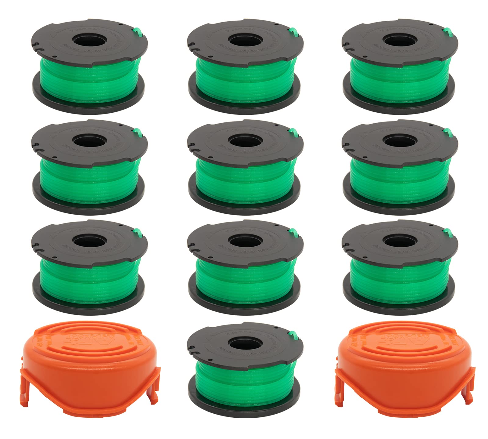 Photo 1 of IVONNEY SF-080 Replacement Spool for Black and Decker Trimmer Spool Compatible with GH3000 LST540 LST540B GH3000R, 20-Foot 0.08-Inch Auto Feed Trimmer Line (10 Pack with 2 pcs 90583594 Caps)
