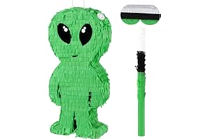 ABILAT Alien Pinata with Stick and Blindfold Green Space Alien Birthday Party Decorations for Kids Boys Outer Space Theme Party Supplies