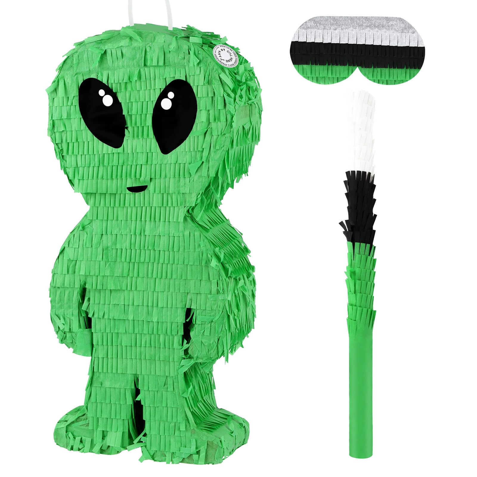 Photo 1 of Alien Pinata for Kids Birthday Green Space UFO With Stick and Blindfold - Outer Space Theme Party Decoration