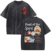 Lytiarul Christian Fruit of The Spirit Shirt for Men Jesus Religious Shirts Oversized Graphic Tees Acid Wash God T-Shirt Tops
