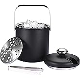 flybold Small Ice Bucket for Parties - Ice Bucket with Lid for Cocktail Bar - Double Walled Ice Container - Portable Chiller Bin Basket - Insulated Wine Buckets for Indoor or Outdoor - Ice Cube Holder