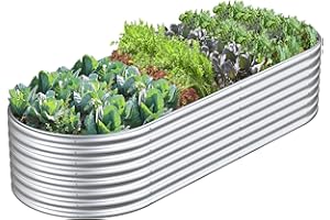 FRIZIONE 6x3x2FT Galvanized Metal Raised Garden Bed for Vegetables, Outdoor Garden Raised Planter Box, Backyard Patio Planter Raised Beds for Flowers, Herbs, Fruits