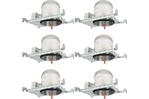 FOUR-BROS LIGHTING 6 Pack - 5" Inch LED New Construction Recessed Housing Can Light IC Airtight Title 24 Certified Replaces Halo & Juno