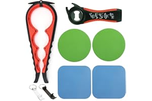 Tunyet 8Pcs Bottle Opener set.New 5 &4 in 1 Multi Function Non-Slip Lid Opener Jar Openers for Seniors and 4Pcs Rubber Jar Opener Gripper Pad with 2Pcs Bottle Opener Keychain Key Ring (Black-Red)
