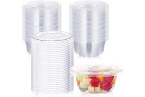 Xinnun 50 Pack Clear Plastic Salad Bowl With Lid Disposable 16.9oz Clear Plastic Bowls Serving Bowl Container for Soup Fruit Lunch Meal Prop Wedding Catering for Work Travel Meal Prep