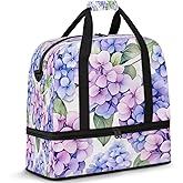 Large Weekender Overnight Bags Travel Duffel Bag for Women Men Watercolor Hydrangea Flower Gym Bags With Shoe Compartment Foldie Travel Tote Bag Carry On Personal Item Bag for Travel Gym Sports