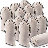 12 Pcs Shoe Dust Bags Beige Duster Flannel Single Shoe Pouch with Drawstring Closure Washable Breathable Shoe Covers for Travel Home Luggage Handbags, 8 x 17 Inches