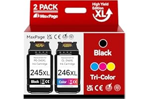 MaxPage Encre for Canon 245 246 XL Black Color Ink Cartridge PG-245XL CL-246XL Combo Pack Compatible for Pixma TS3420 TS3400 