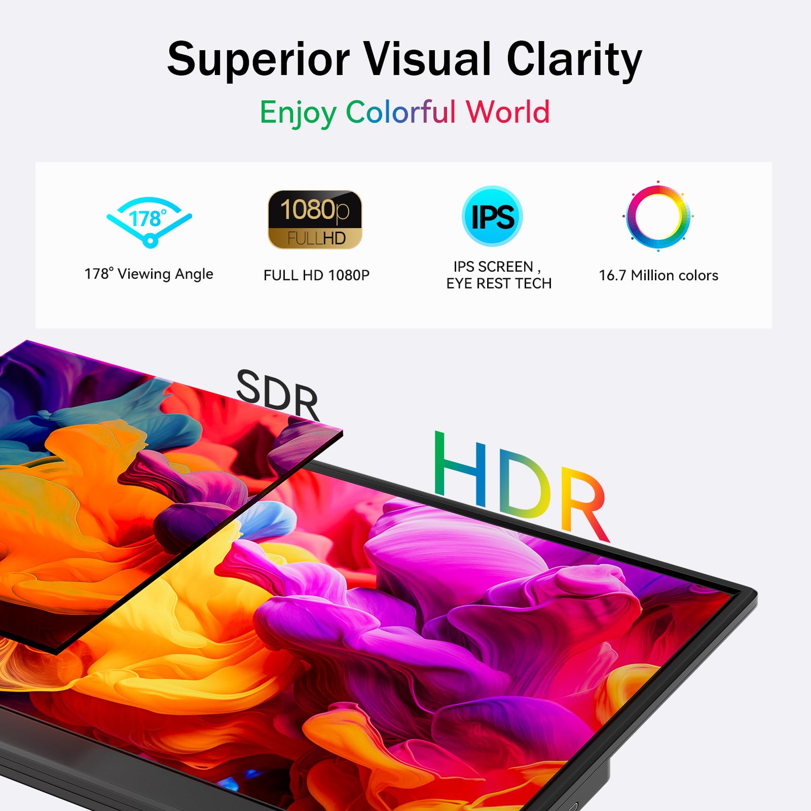 MSCMPOVA Portable Monitor 15.6 Inch 1080P FHD USB-C HDMI Ultra-Slim Travel Monitor with Kickstand & Speakers, IPS Gaming Display Screen Extender for Laptop PC Mac Phone PS Xbox Switch