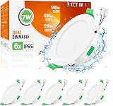 ALUSSO 7W IP65 LED Downlights 3CCT Dimmable Slim 85mm 6 Pack White view 1