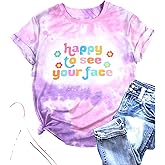 MOUSYA Teacher Shirt Women Happy to See Your Face Shirt Teacher Graphic Tees