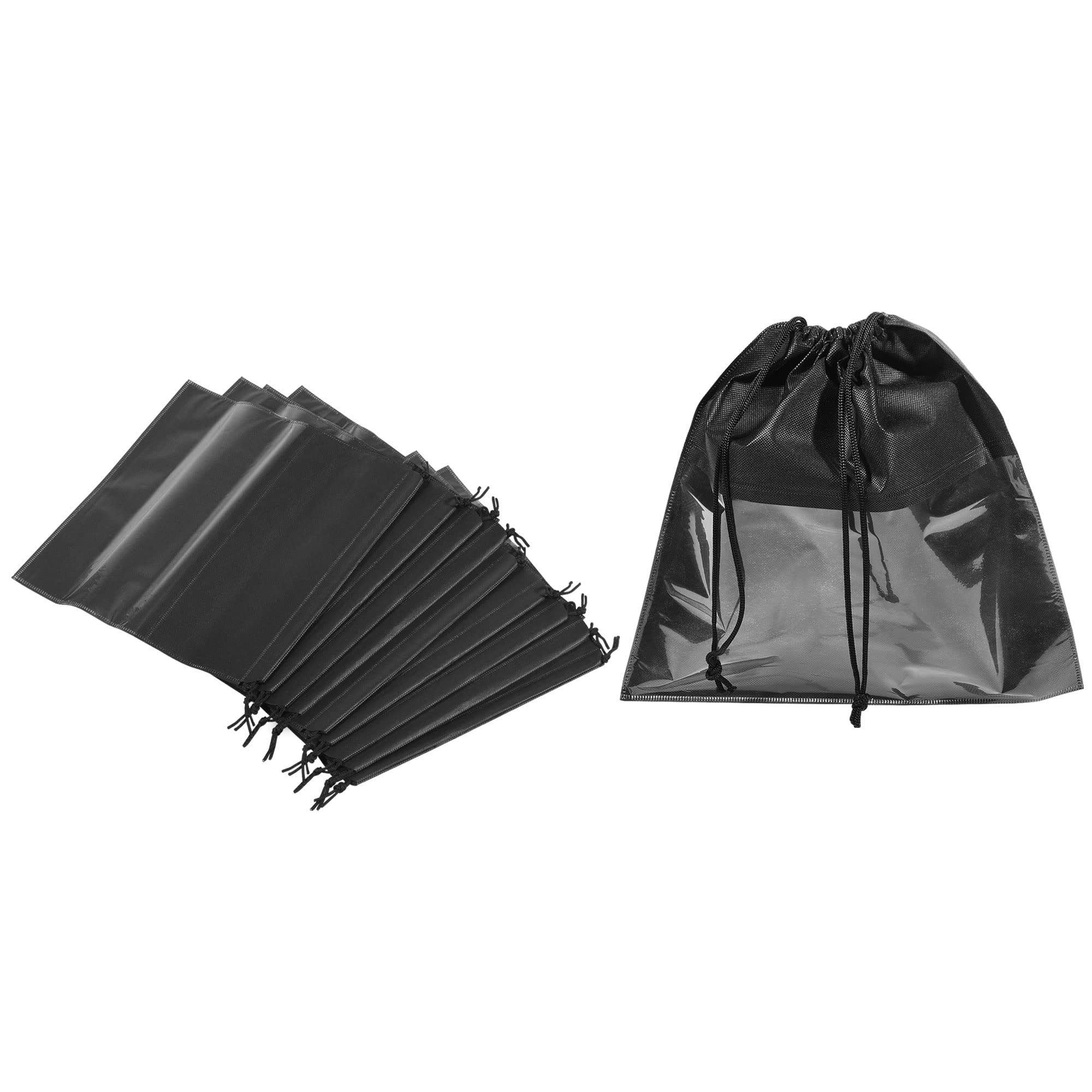 PATIKIL 15.7 Inch Non-Woven Fabric Handbag Dust Cover, 10 Pack Dustproof Storage Organizer Drawstring Bag for Handbags Purses, Black