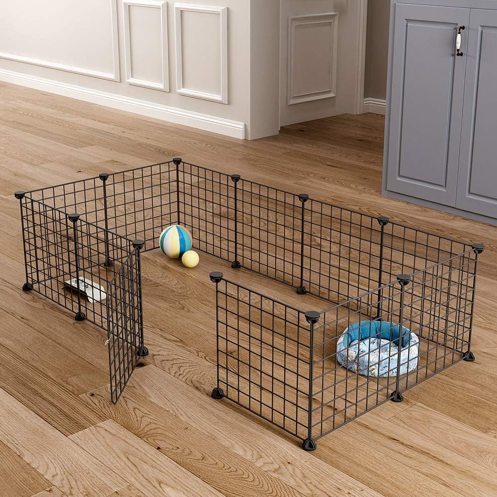 MAGINELS Pet Playpen, Small Animal Cage Indoor Portable Metal Wire Yard Fence for Puppy Small Animals