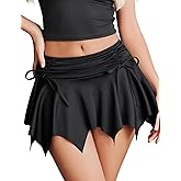 Avidlove Mini Skirt Flowy Stretchy Hem Sexy Y2k Asymmetrical Skirt with Drawstring Ruched Bow Beach Short Skirt