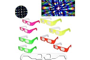 EEkiiqi 100 PAIRS 3D GLASS Rainbow Diffraction 3D Fireworks Glasses Neon Multi-Starbursts for Fireworks Displays/Holiday Lights/Club/Concert Lights (100 Packs)