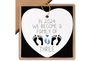 PIUZMNSIY Pregnancy Announcements Gifts Soon to Be Mom & Dad in 2024 Christmas Ornament Keepsake Sign Heart Plaque Pregnancy Gifts for First Time Moms Dads Baby Announcements Ideas Blue