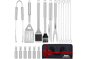 Anpro Grill Kit, Grill Set, Grilling Utensil Set, Grilling Accessories, BBQ Accessories, BBQ Kit, BBQ Grill Tools,Smoker, Camping, Kitchen, Stainless Steel, 21 Pcs,Grilling Gifts for Fathers Day