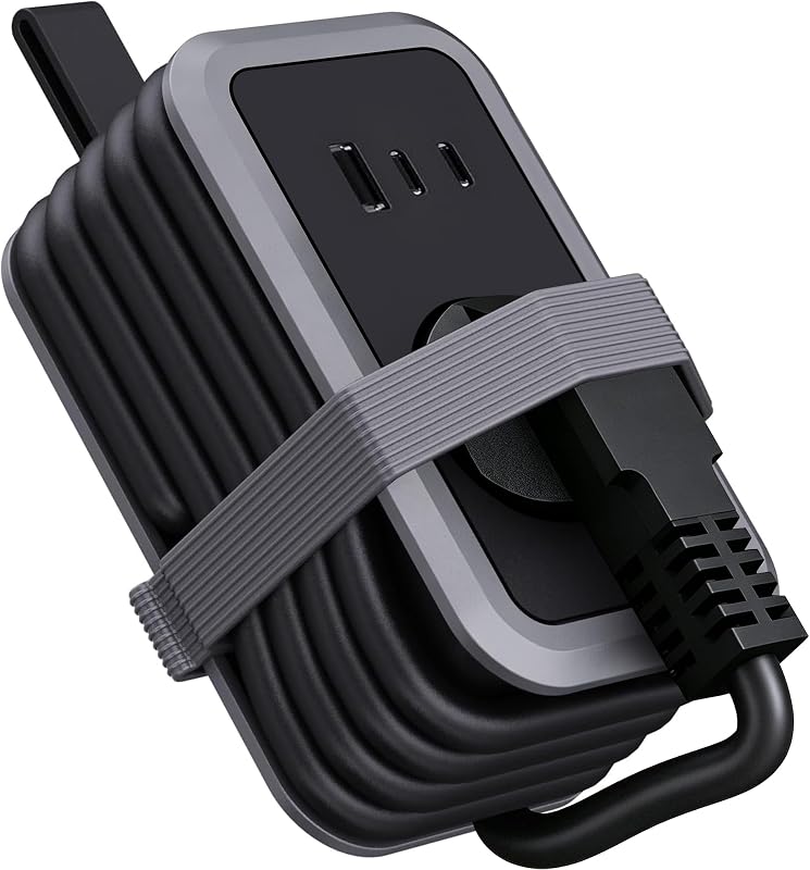 PD20W Multiprise de voyage, 4 en 1, avec USB et type C, 3680 W 16 A, adaptateur de prise, multiprise avec câble de données pour tablettes iPad iPhone, gris — photo 1 sur 7