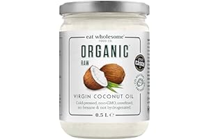 Eat Wholesome Organic Raw Cold-Pressed Virgin Coconut Oil, for Cooking, Baking, Skin Moisturiser & Hair Conditioner, Glass Ja