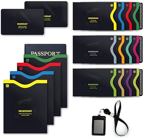 Amazon Rfidブロック袖元のデザイン 12クレジットカードホルダー 4パスポートプロテクター 2 Rfidブロックカード Identity盗難保護スリーブセットメンズレディース財布財布 名刺ケース 整理箱 文房具 オフィス用品