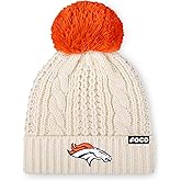 FOCO NFL Womens NFL Team Logo Cable Knit Pom Beanie Hat