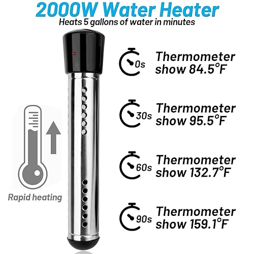 Immersion Water Heater, RUANSZZ 2000W Portable Water Heater with