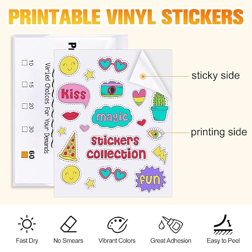 FANTAC Matte Printable Sticker Paper - 100 Sheets, 8.5"x11", For Inkjet/Laser Printers & Cutting Machines - View #9