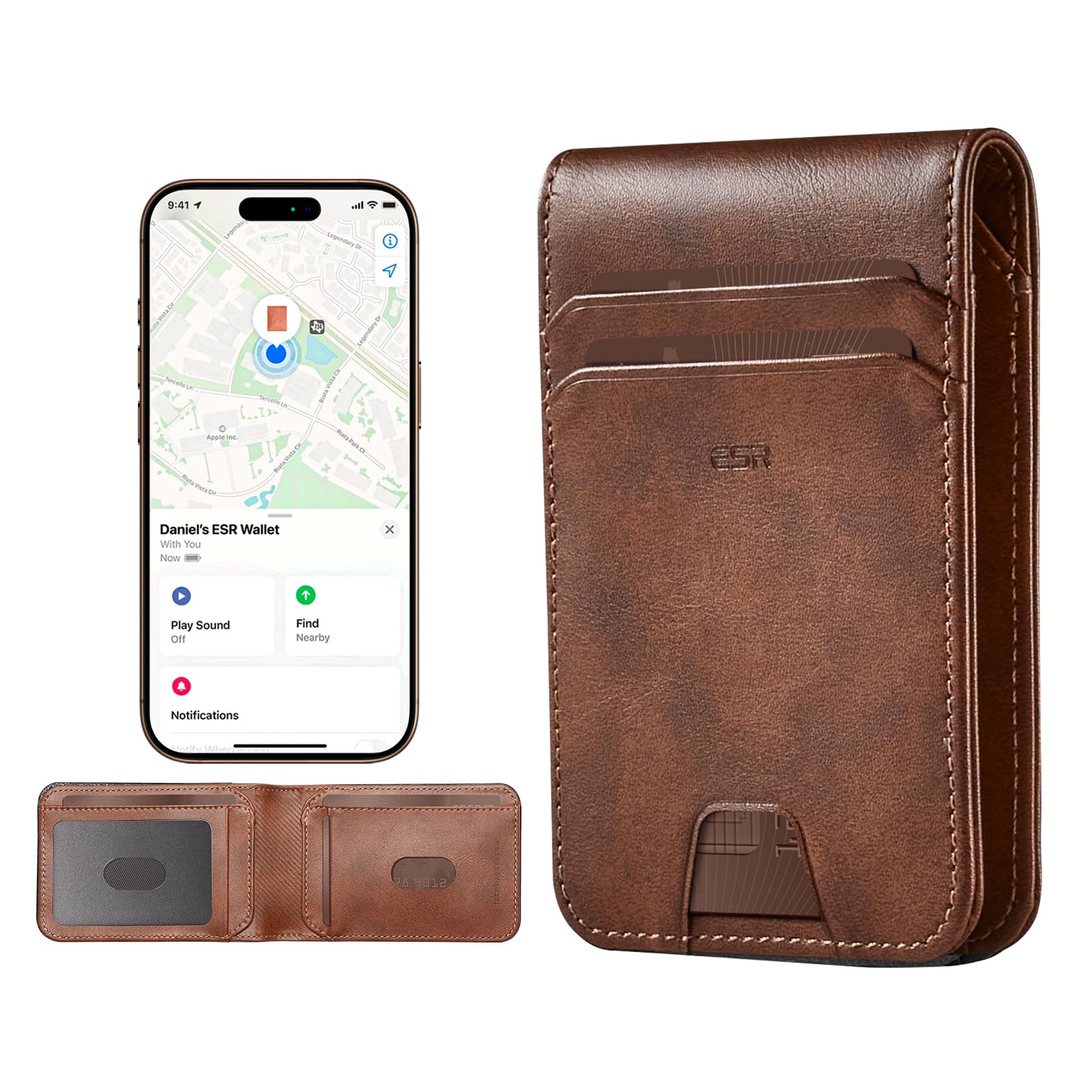 Photo 1 of *UNTESTED*
ESR Geo Wallet with Find My Functionality, RFID Blocking, Holds up to 11 Cards, Slim and Smart Wallet for Men, Replacement for AirTag Wallet Tracker(iOS Only, Not for Magsafe), Aged Leather