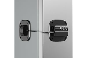 TERAVES Fridge Lock with Combination, No Key Required, Upgrade Refrigerator Lock with Adhesive and Screws, Freezer Cabinet Pantry Drawer Latch to Keep Door Closed, for Kids Adults Cats & Dogs, Black