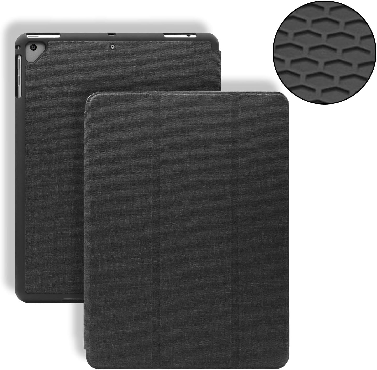 Apple 10.5 iPad Pro/iPad Air 3 Case - Premium PU Leather Stand Cover - Soft Honeycomb Back Cover with Pencil Holder (Black)