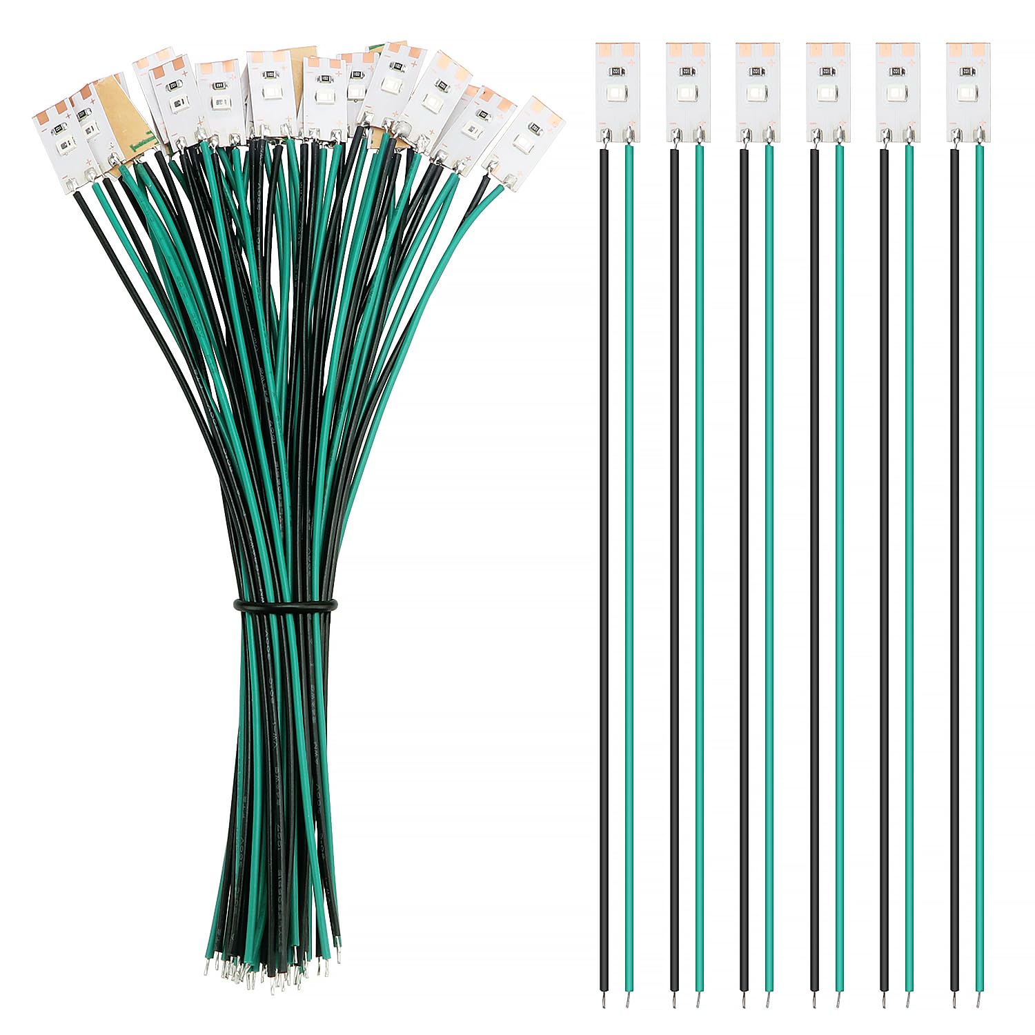 YIXISI 25 PCS 17mm Prewired Strip LED, 12V - 18V LED Strip Light, 2835 SMD LED Light, Green