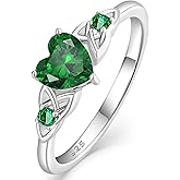 Vesitim Celtic Knot Rings for Women 925 Sterling Silver Solitaire Ring Wedding Engagement Band Heart Birthstone Jewelry Size 5-10