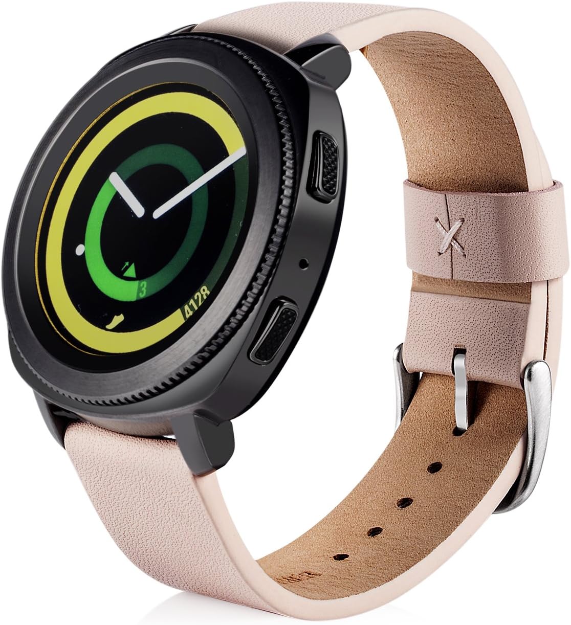 for Samsung Galaxy Watch 42mm Gear Sport Bands, 20mm Premium Soft Genuine Leather Watch Strap with Stainless Clasp, Replacement Band for Ticwatch E/Garmin Vivoactive 3 Smartwatch