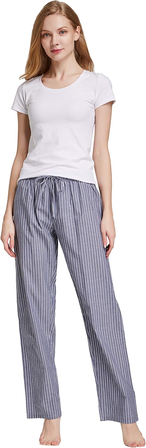 CYZ Women's 100% Cotton Woven Poplin Sleep Pajama Pants at  Women’s Clothing store