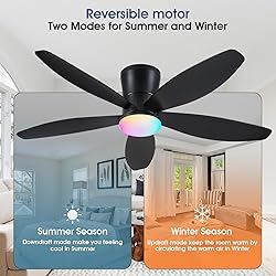 Surtime Flush Mount RGB Ceiling Fans with Lights-48