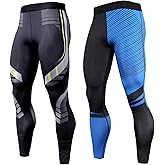 OEBLD Compression Pants Men UV Blocking Running Tights 1 or 2 Pack Gym Yoga Leggings for Athletic Workout