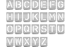 HAUTMEC Vintage Stainless Steel Letters Stencils, A to Z Stainless Steel Stencils & Holder, 2-1/2" (60mm) Letters, Shop Stencil, Advertising Stencilling, Craft-Printing, Reusable, HT0341-ST