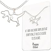 Happy Kisses Dinosaur T-Rex Necklace - Perfect T Rex Dinosaur Gift for Women and Girls – Heartfelt Trex Message Card Included