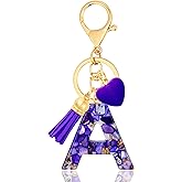 ANHBKAR Initial Keychains for Women with Cute Heart Resin - Alphabet Letter Keychain for Bag, Backpacks, Purse or Car key