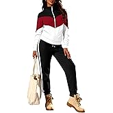 UOUA Women's 2 Piece Set Tracksuit Long Sleeve Zip Jacket & Jogger Pants Workout Lounge Casual Outfit Sweatsuits