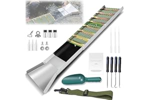 Noliven Folding Gold Panning Kit with Sluice Box, 50" Portable Aluminum Alloy Gold Pan, 17 PCS with Crevice Picks, Tweezer Ma