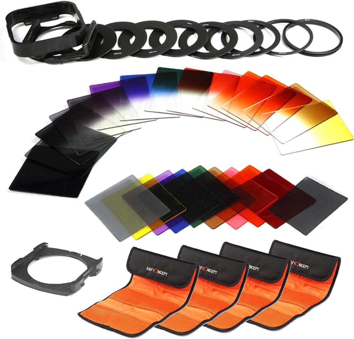 K&F Concept 40 in 1 Square Filter Kit Graduated Full Color ND Filter Set Compatible with Cokin P Series for DSLR Cameras
