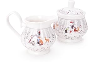 Christmas Concepts® Snowman & Friends Deluxe Ceramic Tableware Range - Milk Jug & Sugar Pot Set with Matching Decorative Gift Box