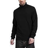 Kallspin Men's Turtleneck Sweaters Wool Blend Mid-Weight Highneck Pullover Sweaters
